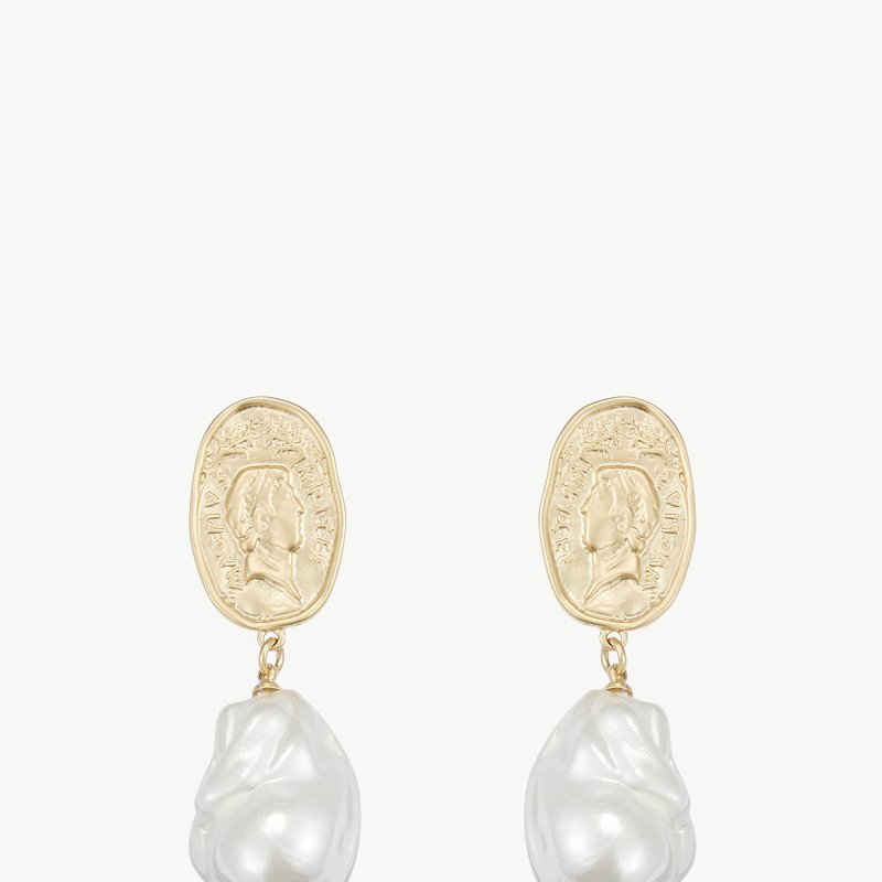 Shop Classicharms Matted Gold Sculpted Oversized Baroque Pearl Drop Earrings