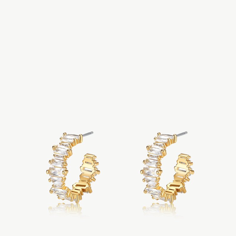 Shop Classicharms T Shape Zirconia Earrings In Gold