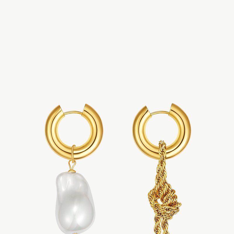 Shop Classicharms Unique Asymmetrical Gold Rope Chain Baroque Pearl Drop Earrings