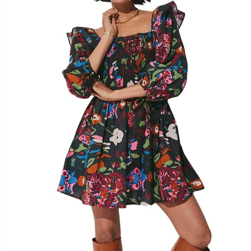 Shop Cleobella Kira Mini Dress In Garden Floral In Black
