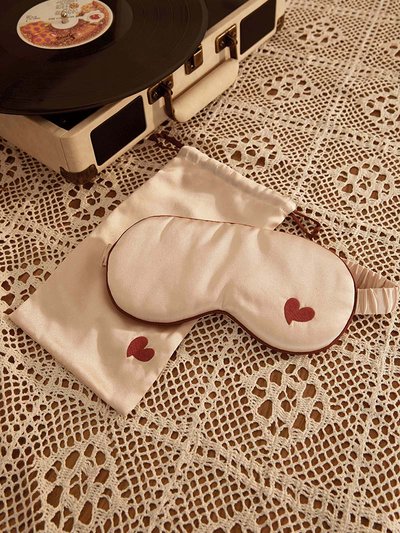 CLOROOM Big Little Heart Embroidered Silk-Satin Eye Mask product