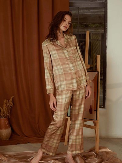 CLOROOM Orange Cream High Tea Printed Silk-Satin Pajama Set product