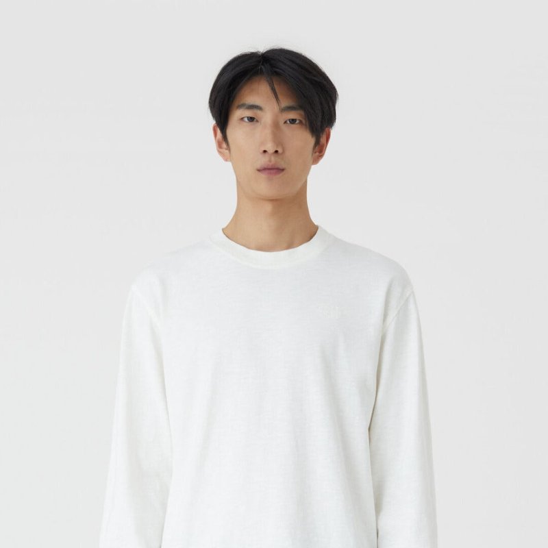Closed Long-sleeve Linen Top In White
