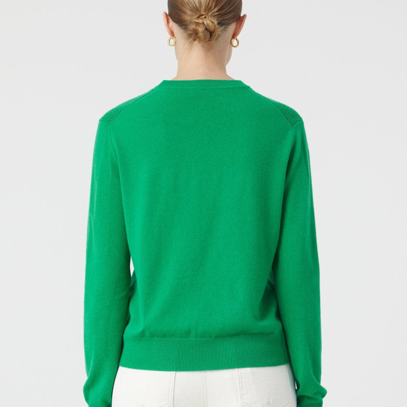 Closed Crew Neck Long Sleeves Sweater In Green