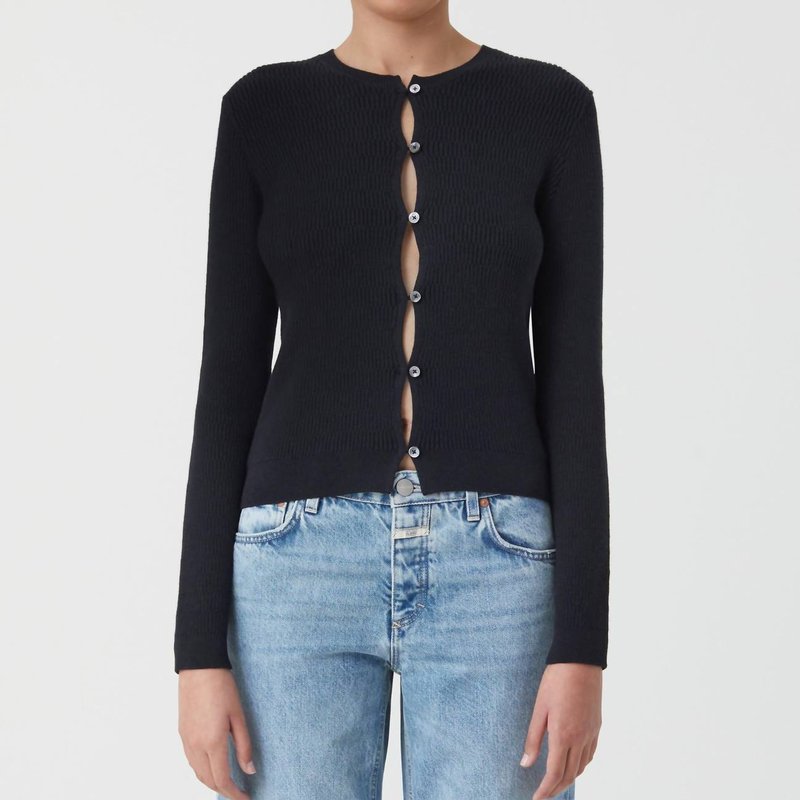 Shop Closed Cropped Cardigan In Black