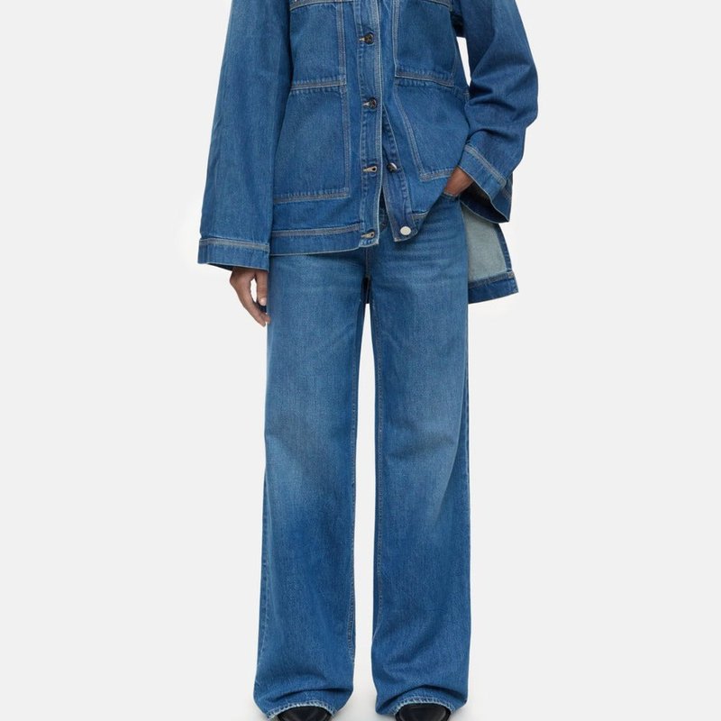 Shop Closed Denim Overshirt With Sidelong Straps Mid Blue
