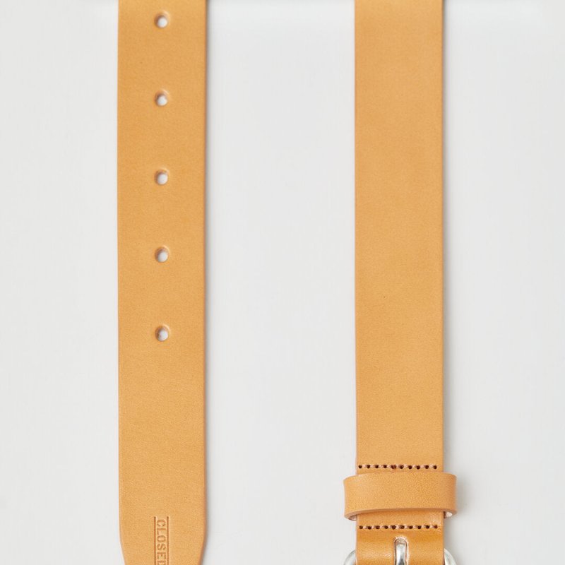 Shop Closed Leather Belt With Metal In Yellow