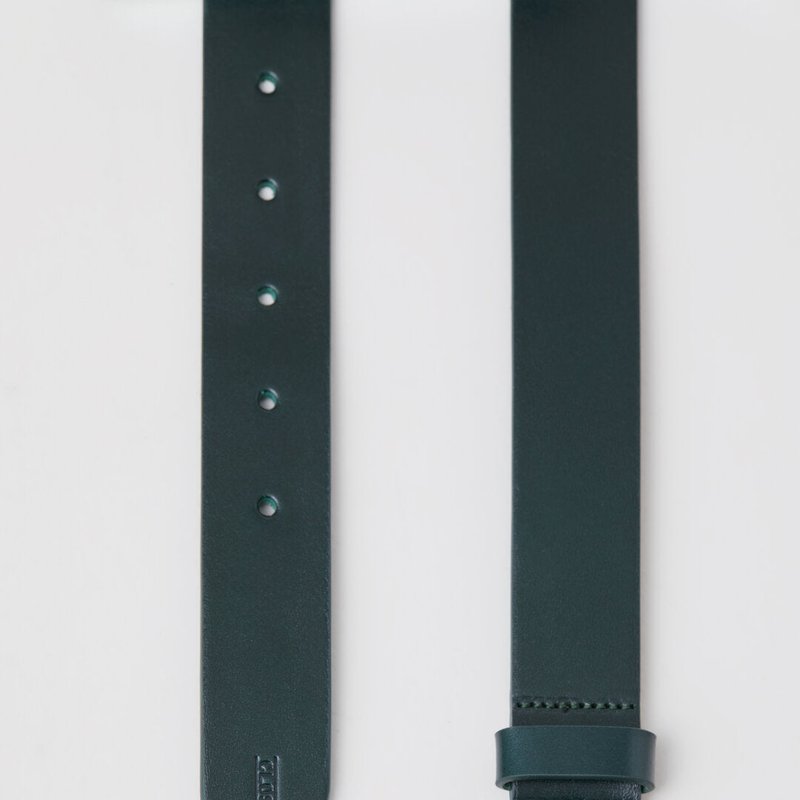 Closed Leather Belt With Metal In Green