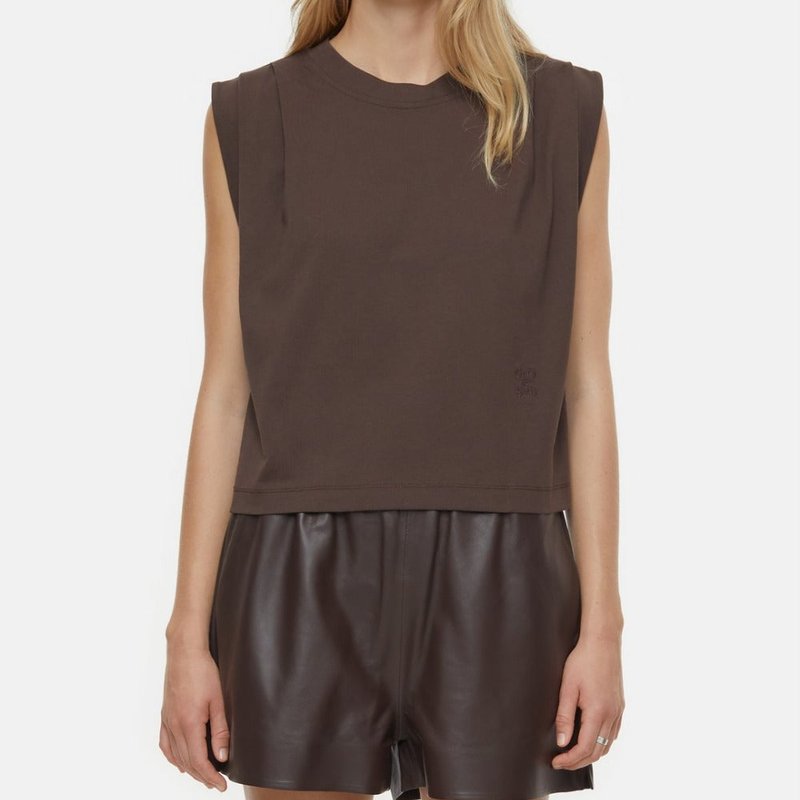 Shop Closed Pleated Sleeveless Top Chilly Chocolate In Brown