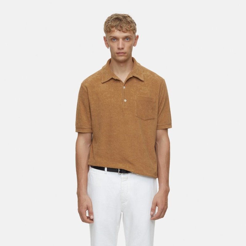 Shop Closed Short Sleeve Shirt With Polo Collar In Brown