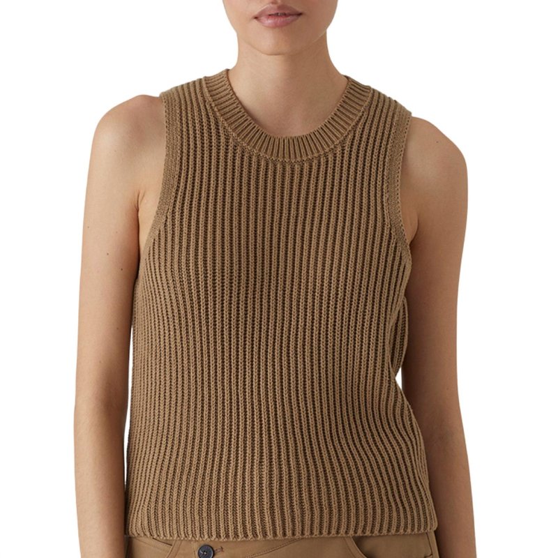 Shop Closed Short Sleeved Knit Top In Brown