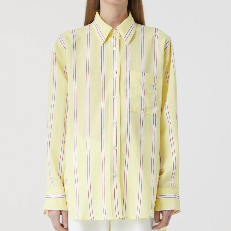 Closed Stripped Button Down In Yellow