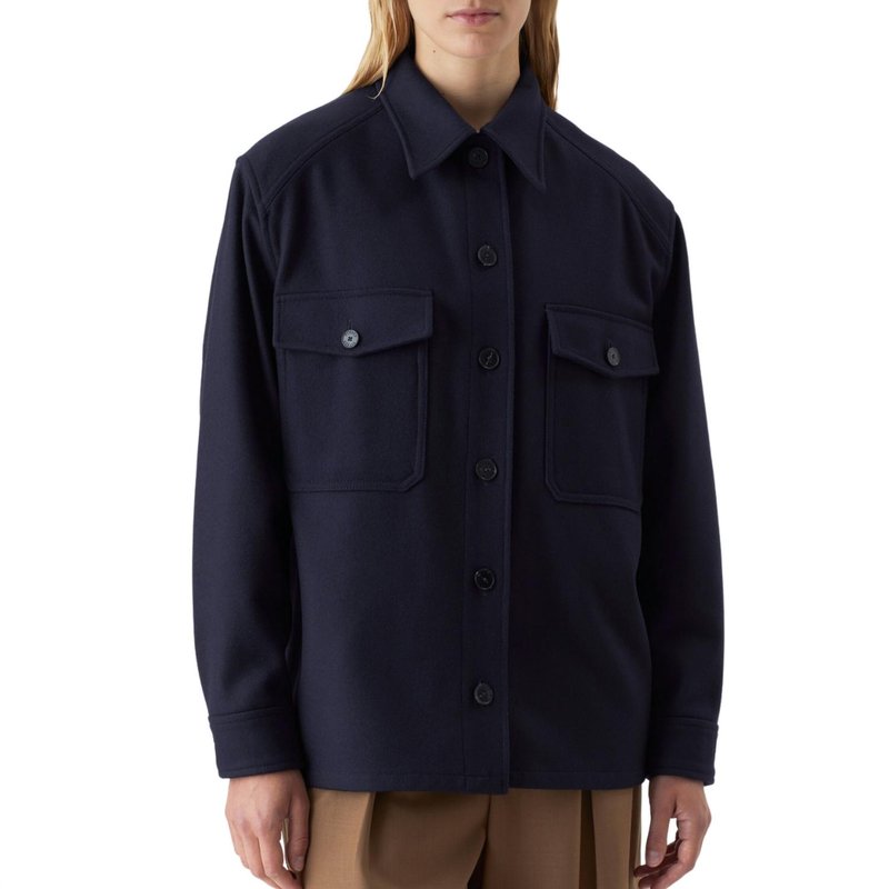 Shop Closed Wool Overshirt In Blue