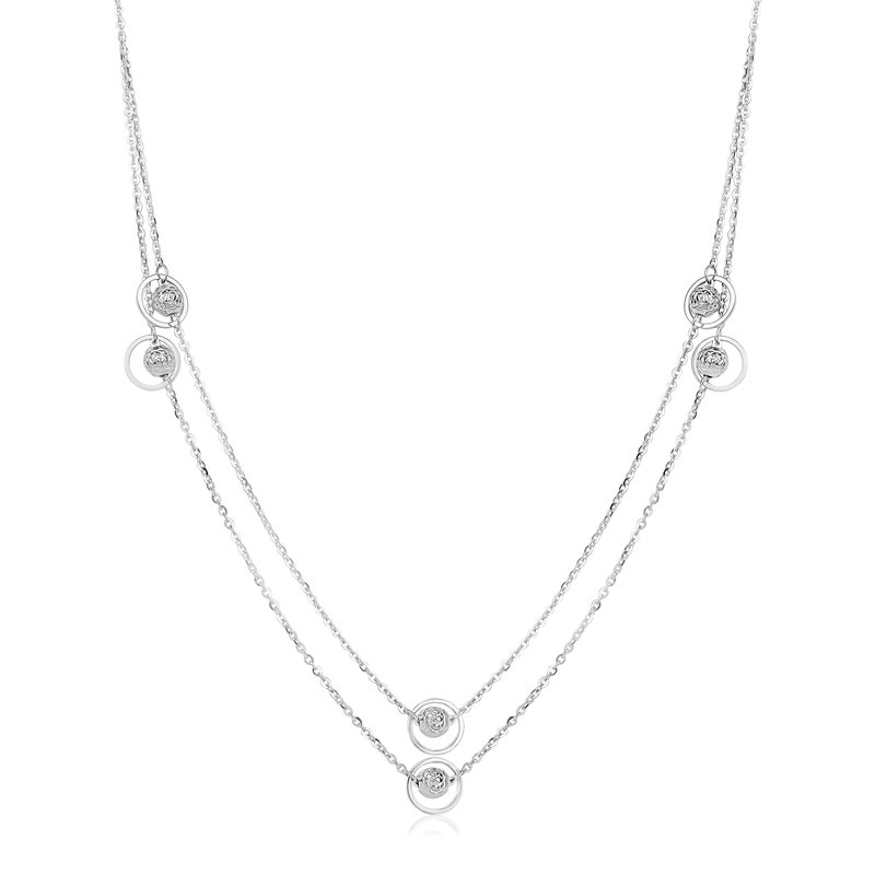 Shop Club Rochelier 925 Sterling Silver Long Necklace In Grey