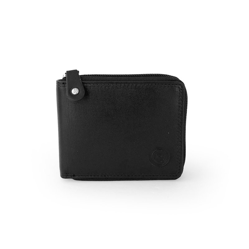 Club Rochelier Men's Leather Zip Around Billfold Wallet (style No. 44300) In Black