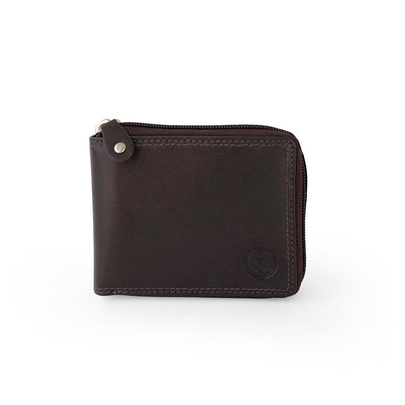 Club Rochelier Men's Leather Zip Around Billfold Wallet (style No. 44300) In Brown