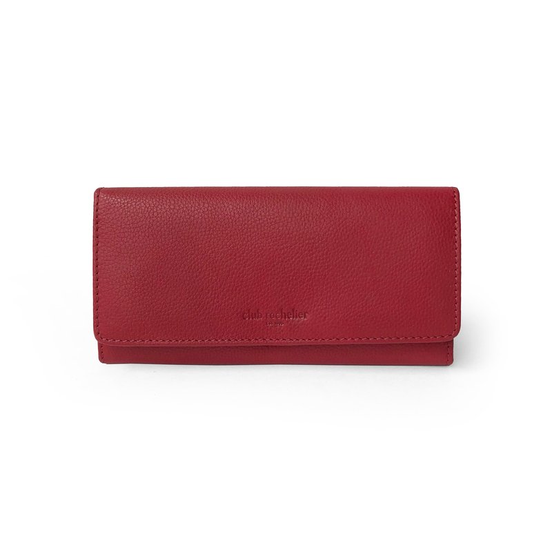 Club Rochelier Full Leather Ladies Clutch Wallet With Gusset In Red