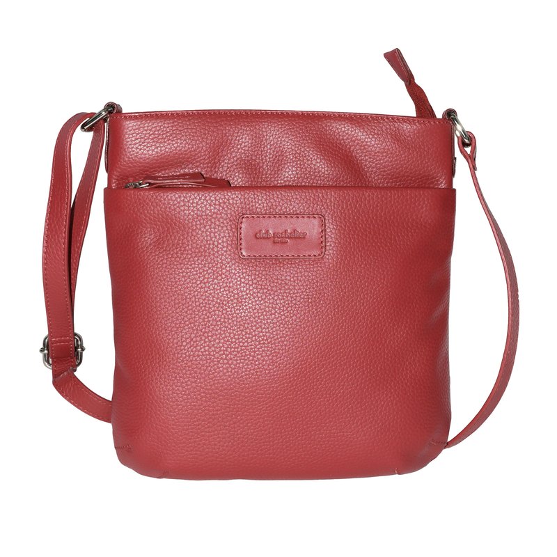 Club Rochelier Ladies Leather Top Zipper Crossbody Bag In Red