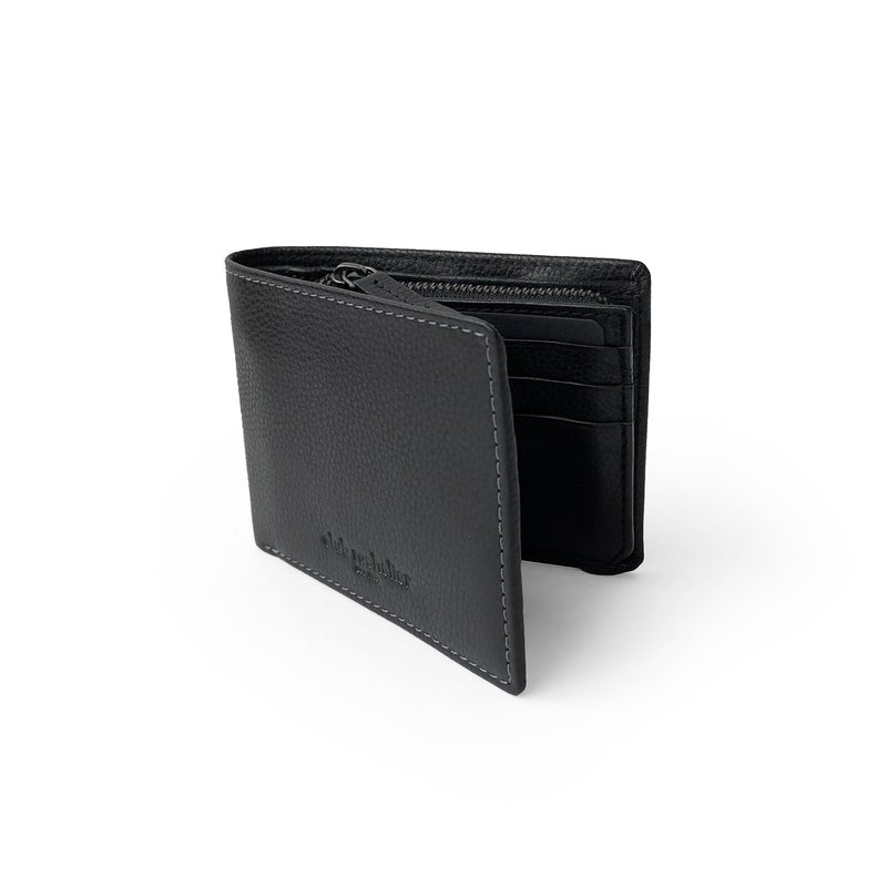 Shop Club Rochelier Slim Mens Full Leather Wallet With Zippered Pocket In Black