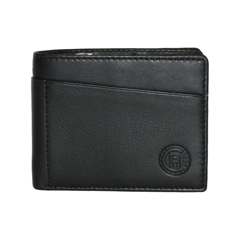 Club Rochelier Slim Mens Wallet With Zippered Pocket In Black