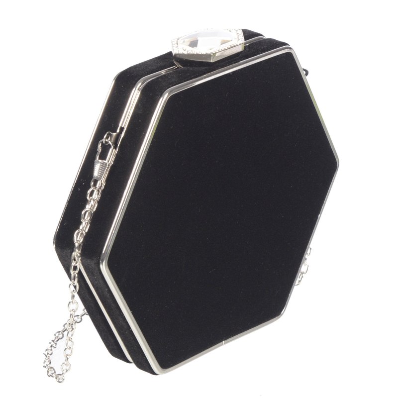 Shop Club Rochelier Velvet Evening Bagwith Jewel Closure In Black