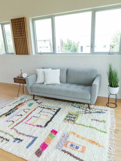Coco Carpets One Small Step Vintage Moroccan Rug 6'x9' White/Pink/Brown/Green/Yellow (Wool) product
