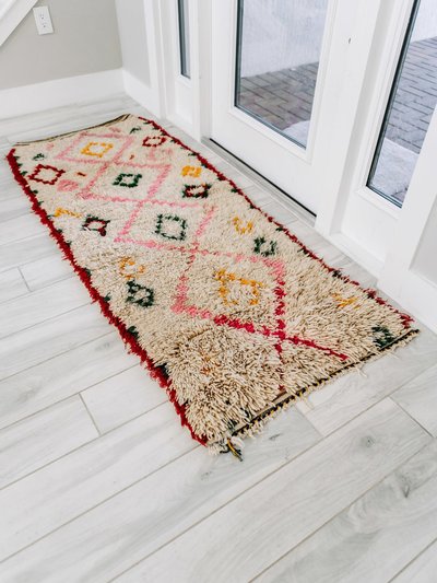 Coco Carpets Quinceañera Vintage Moroccan Rug 2'x6' Cream/Pink/Red/Yellow/Green (Wool) product