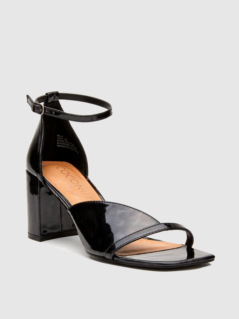 Mila Asymmetrical Strap Sandal - Black