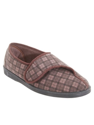 Comfylux Mens Paul Check Slippers - Dark Brown product