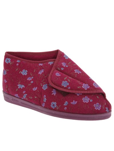 Comfylux Womens/Ladies Andrea Floral Bootee Slippers - Wine product