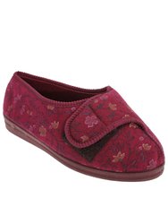 Womens/Ladies Davina Floral Superwide Slippers - Wine