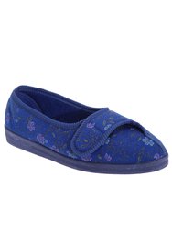 Womens/Ladies Diana Floral Slippers - Blue - Blue