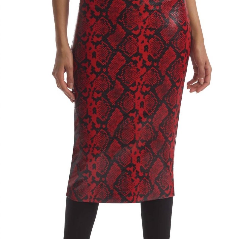 Shop Commando Faux Leather Animal Midi Skirt In Red
