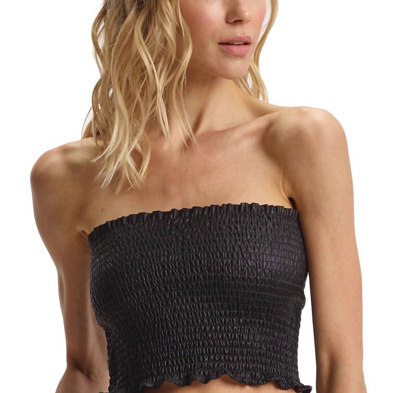 Shop Commando Faux Leather Smocked Tube Top In Black