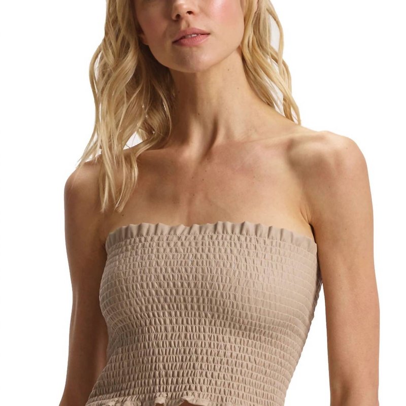 Shop Commando Faux Leather Smocked Tube Top In Brown