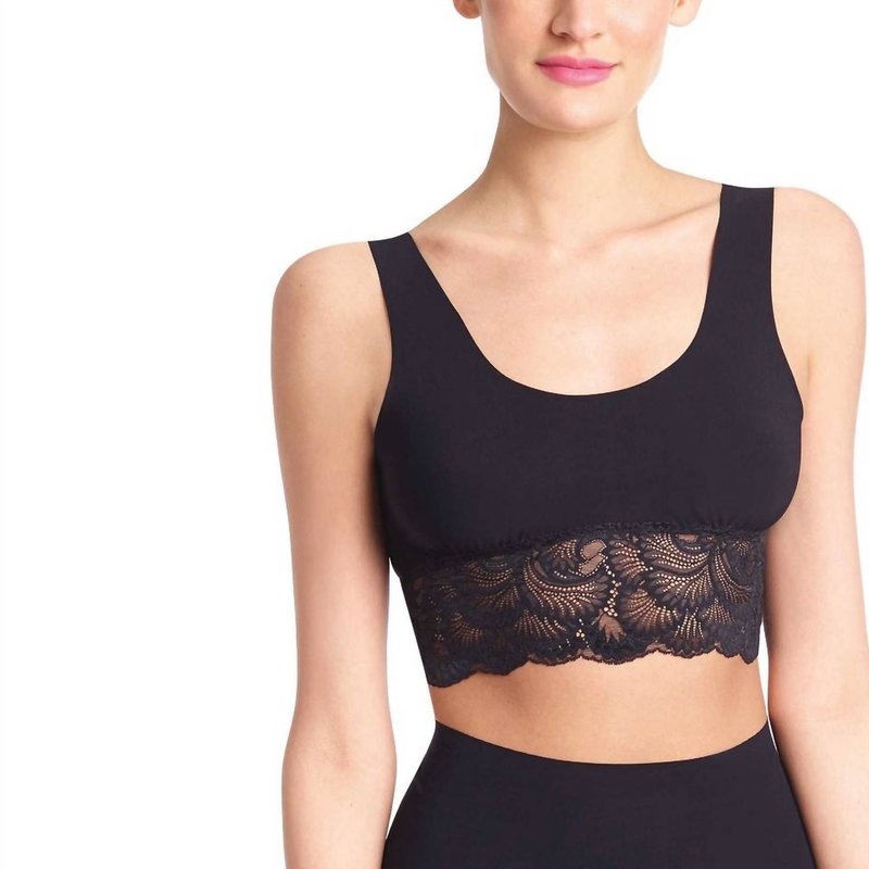 Shop Commando Sexy And Smooth Lace Trim Longline Bralette In Black