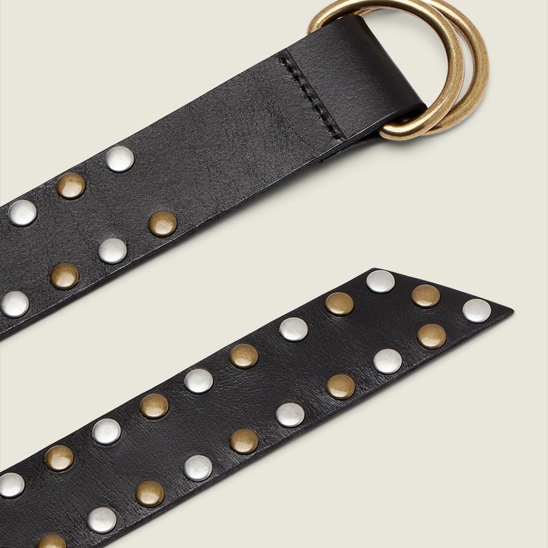 Convalore Studded Long Knot Belt In Black Leather