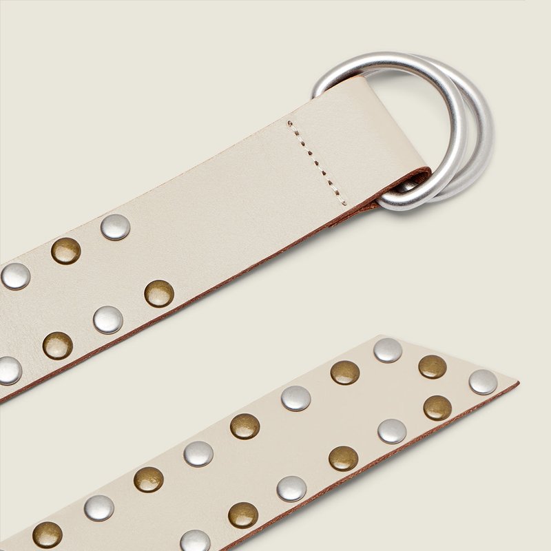 Convalore Studded Long Knot Belt In Vanilla Leather In Neutral