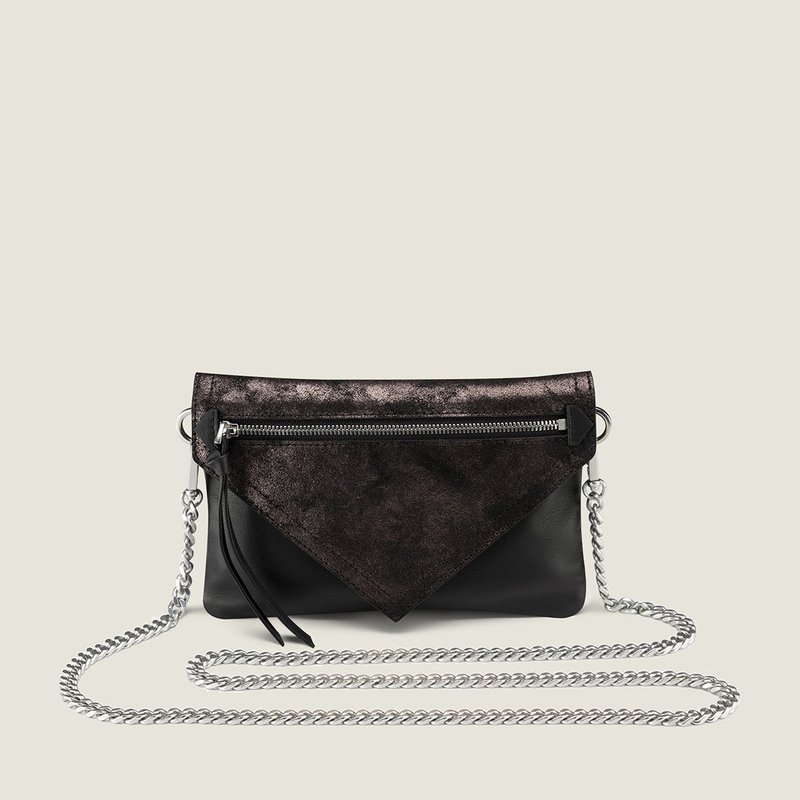 Convalore Wearable Wallet Belt Bag With Chain Strap In Black Metallic