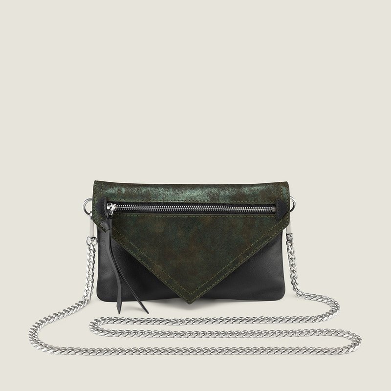 Convalore Wearable Wallet Belt Bag With Chain Strap In Green Metallic