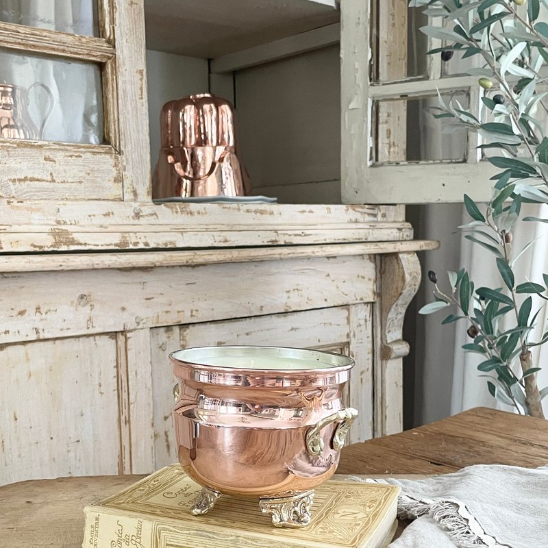 Coppermill Kitchen Vintage French Inspired Grapefruit Mint Jardinière Candle In Pink