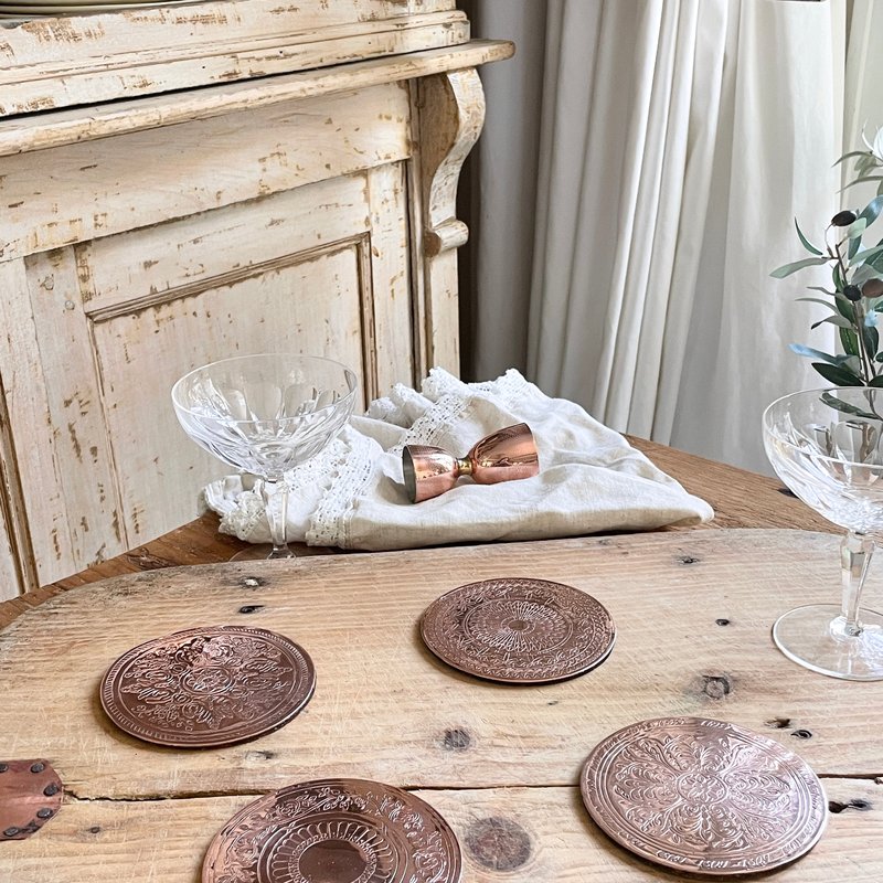 Coppermill Kitchen Vintage Inspired Coasters Set In Brown