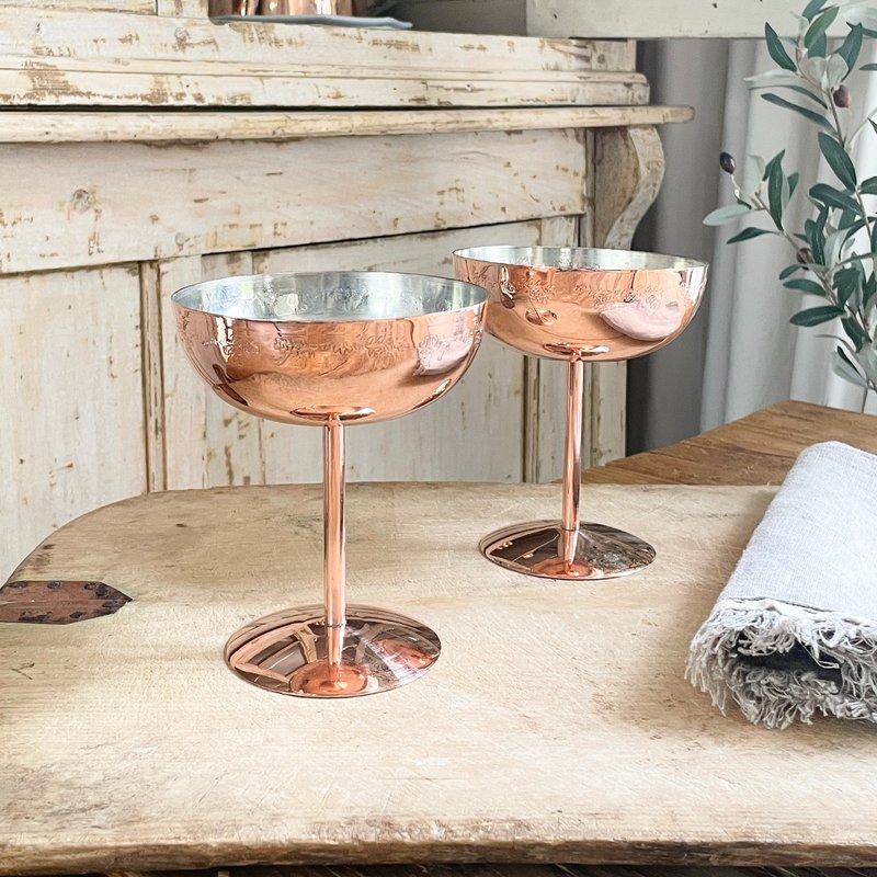 My Store Vintage Inspired Copper Coupe Glasses In Orange