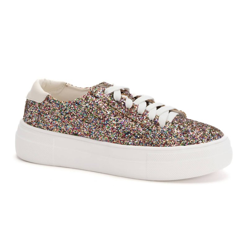 Shop Corkys Confetti Platform Glitter Sneaker In White