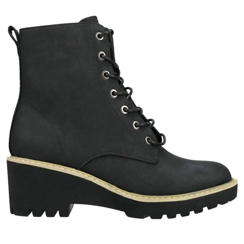 Corkys Lace Up Wedge Heel Boot In Black