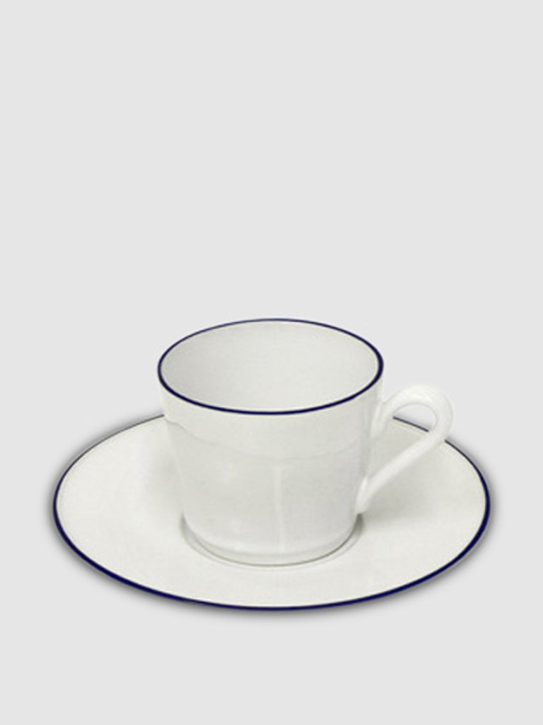 Beja Tea Cup & Saucer - White/Blue