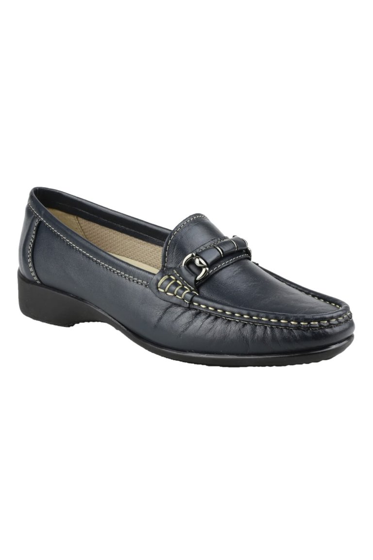Barrington Ladies Loafer Slip On Shoes - Navy - Navy