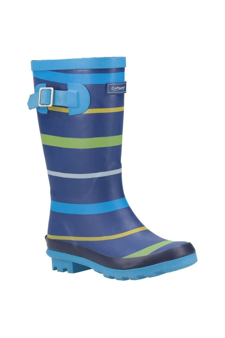 Cotswold Boys Stripe Wellington Boot (Blue/Green/Yellow) - Blue/Green/Yellow