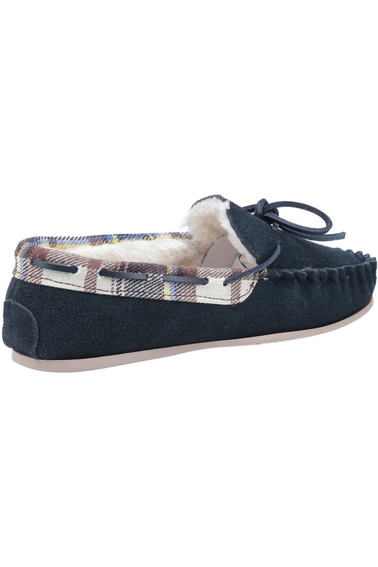 Cotswold Womens/Ladies Kilkenny Classic Fur Lined Moccasin Slippers - Navy