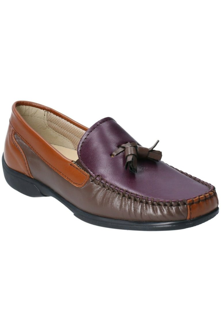 Womens/Ladies Biddlestone Leather Slip On Loafer Shoe - Multicolored - Multicolored